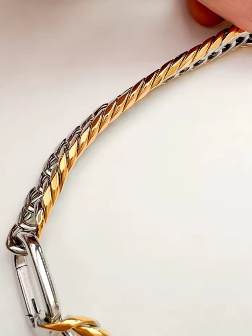 Mixed Metal Double-Layer Necklace in Silver and Gold - Picture 6 of 10